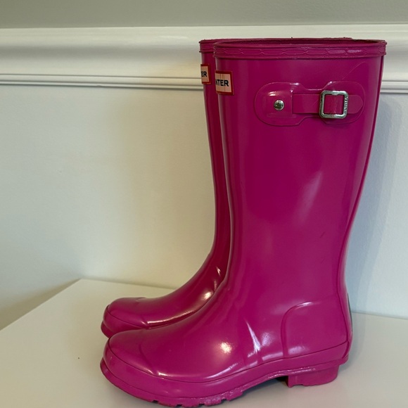Hunter Original Kids Pink Gloss Boots, Size 4 - Picture 4 of 11